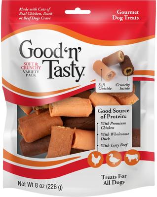 Bundle: Good 'n' Fun Triple Flavor Kabobs Chicken, Duck & Chicken Liver + Good 'n' Tasty Soft & Crunchy Variety Pack Dog Treats