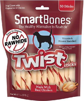 Twist Sticks Peanut Butter Flavor Dog Treats, 50 count