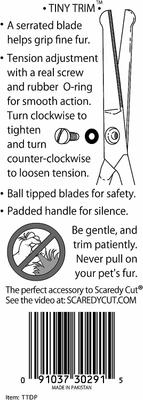 Tiny Trim Ball-Tipped Dog, Cat & Small Pet Grooming Scissor, 4.5-in, Blue