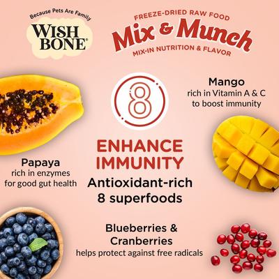 Alimento liofilizado para perros adultos Mix & Munch de carne cruda de res y venado, alto en proteínas y sin cereales, bolsa de 355 g