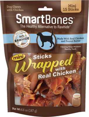 Mini Chicken Wrapped Sticks Peanut Butter Dog Treats, 15 count