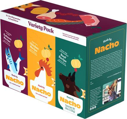 Bundle: Made by Nacho Sustainably Caught Salmon, Whitefish & Pumpkin Recipe with Freeze-Dried Chicken Liver Dry Cat Food, 4-lb bag + Cuts In Gravy Recipes with Bone Broth Variety Pack Wet Food