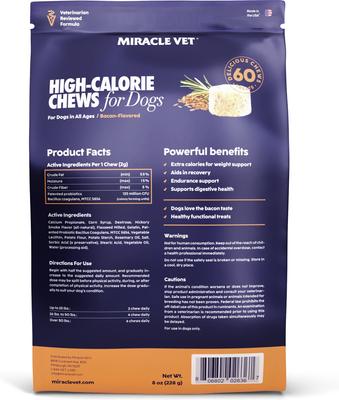 High Calorie Weight Gain Chews 3-in-1 Soft Chew Supplement for Dogs, 8-oz bag