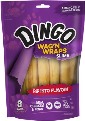 Wag'N Wraps Slims Chicken & Pork Flavor Dog Treat, 8 count