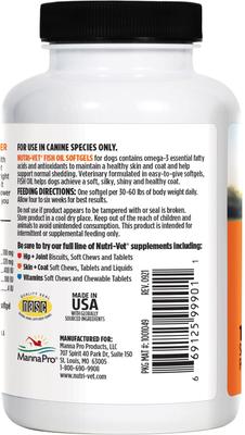 Fish Oil Softgels Skin & Coat Supplement for Dogs, 100 count