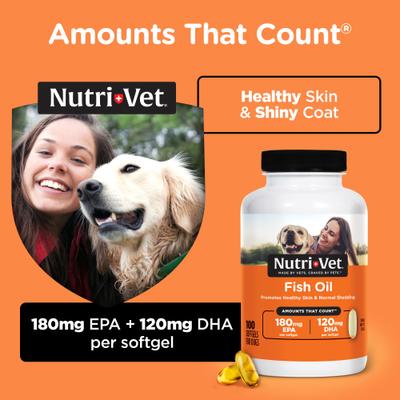Fish Oil Softgels Skin & Coat Supplement for Dogs, 100 count