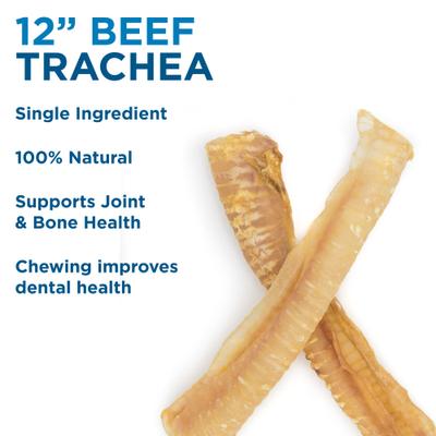 12" Beef Trachea Dog Treat, 12 count