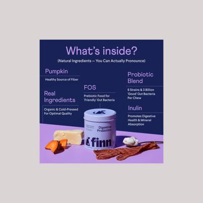 Bundle: Finn Digestive Prebiotic & Probiotic, 90 count + Skin & Coat Wild Alaskan Salmon Oil Dog Supplement, 90 count