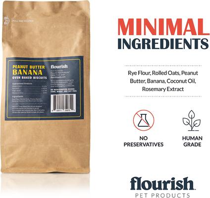 Galletas de mantequilla de maní y plátano para perros, bolsa de 1 lb