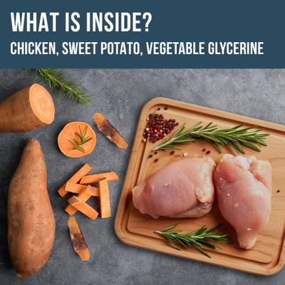 All Natural Sweet Potato & Chicken Wraps Human Grade Grain-Free & High-Protein Jerky Dog Treats, 1.5-lb bag