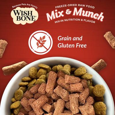 Alimento liofilizado para gatos Mix & Munch Raw, alto en proteínas, sin cereales, con carne de res y venado, bolsa de 355 g