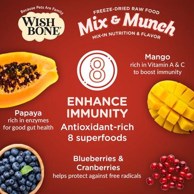 Alimento liofilizado para gatos Mix & Munch Raw, alto en proteínas, sin cereales, con carne de res y venado, bolsa de 355 g