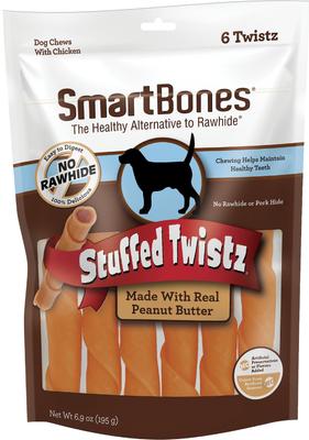 Stuffed Twistz Peanut Butter Dog Treats, 6 count