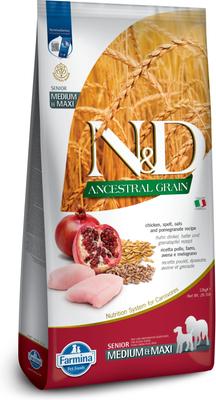 N&D Ancestral Grain Chicken & Pomegranate Recipe Senior Medium & Maxi Dry Dog Food, 26.5-lb bag