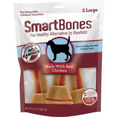 Golosinas masticables grandes de mantequilla de maní para perros, 3 unidades