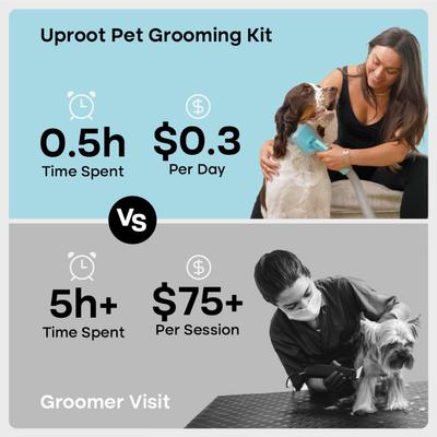 7-in-1 Vacuum Powered Dog & Cat Grooming Kit, Blue/White