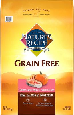 Bundle: Nature's Recipe Grain-Free Salmon, Sweet Potato & Pumpkin Recipe Dry Food + SmartBones SmartSticks Peanut Butter Chews Dog Treats
