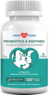 Coco and Luna Probiotics & Enzymes Bacon & Liver Flavor Dog Supplement, 120 count