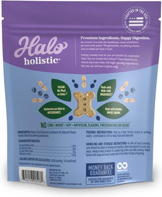 Plant Based Dog Treats with Oats & Blueberries Vegan Dog Treats, 8-oz bag