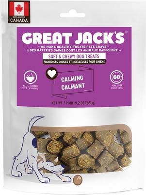 Golosinas calmantes sin cereales para perros, bolsa de 9.2 oz