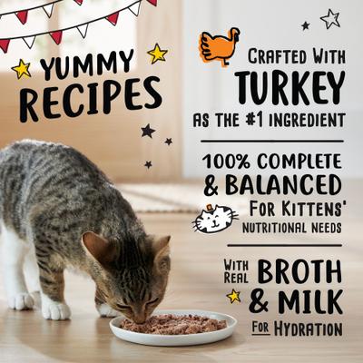 Kitten Pate Turkey Recipe Grain-Free Canned Cat Food, 3-oz can, case of 24