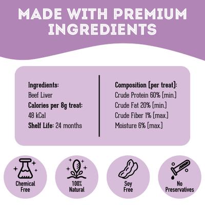 The Happy Moo'D Food Dehydrated Beef Liver Dog & Cat Treats, 3.17-oz bag