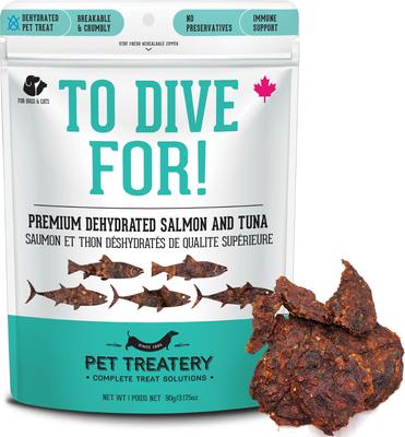 To Dive For! Dehydrated Salmon & Tuna Dog & Cat Treats, 3.17-oz bag