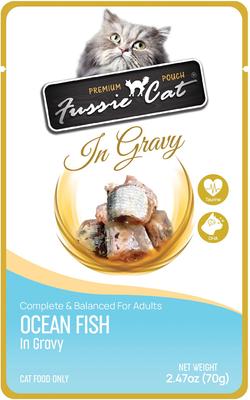 Comida húmeda para gatos Premium Ocean Fish in Gravy, bolsa de 2.47 oz, caja de 12