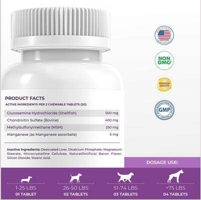 Coco and Luna Hip & Joint Bacon & Liver Flavor Dog Supplement, 120 count