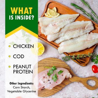 Dried Pet Snacks Cod Sticks Chicken Wrapped Rawhide-Free & Grain-Free Natural Dog Chews, 10.6-oz bag