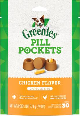Bundle: Variety Pack - Greenies Pill Pockets Cheese Flavor Dog Treats, Capsule Size, 30 count, Hickory Smoke & Chicken Flavors