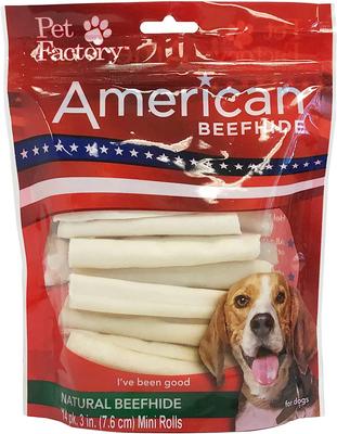 American Beefhide 3 to 3.5-inch Mini Rolls Natural Flavored Chewy Dog Treats, 14 count
