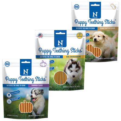 Bundle: N-Bone Puppy Teething Sticks Variety Pak Dental Dog Chew Treats, 60 count