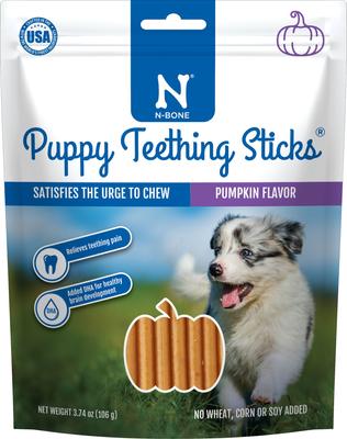 Bundle: N-Bone Puppy Teething Sticks Variety Pak Dental Dog Chew Treats, 60 count
