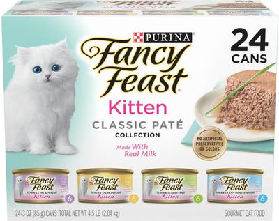 Bundle: Purina Pro Plan FOCUS Kitten Favorites + Fancy Feast Tender Feast Canned Kitten Food