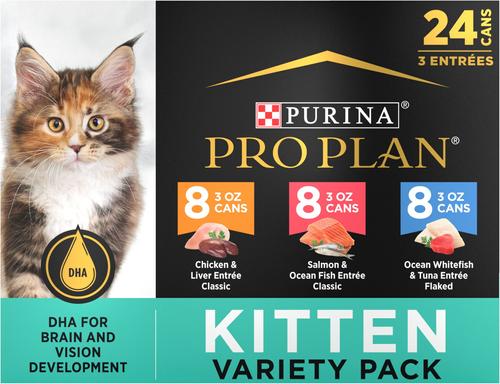 Bundle: Purina Pro Plan FOCUS Kitten Favorites + Fancy Feast Tender Feast Canned Kitten Food