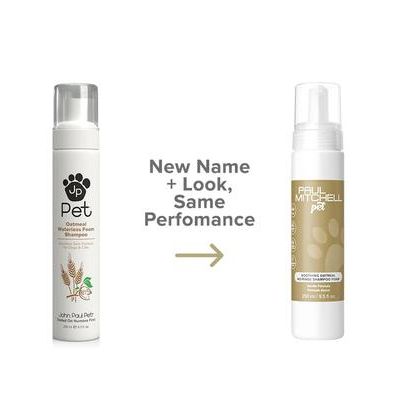 Champú en espuma calmante de avena sin enjuague para perros, gatos y mascotas pequeñas, botella de 8.5 onzas líquidas