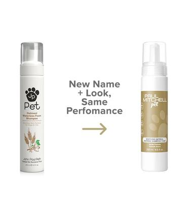 Champú en espuma calmante de avena sin enjuague para perros, gatos y mascotas pequeñas, botella de 8.5 onzas líquidas