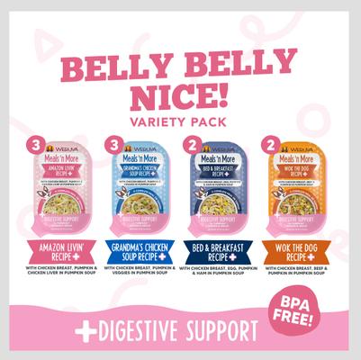 Meals 'n More Natural Wet Dog Food, Belly Belly Nice! Digestive Support Variety Pack, 3.5-oz cup, 10 count