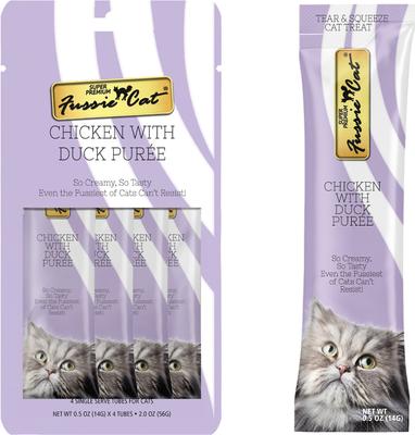 Chicken with Duck Puree Lickable Cat Treats, 0.5-oz pouch, pack of 4