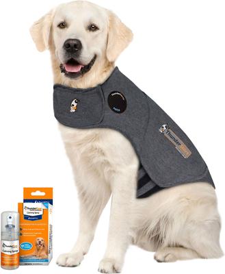 Bundle: ThunderShirt Classic Anxiety & Calming Vest, Heather Grey, X-Small + ThunderEase Pheromone Spray for Dogs