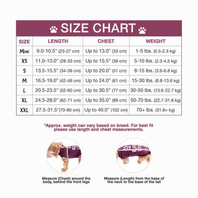 Recovery Suit Post-Surgery Dog Onesie, Maroon, X-Small