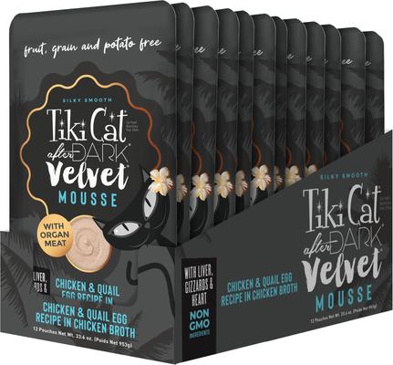 After Dark Velvet Mousse Chicken & Quail Egg Grain-Free Wet Cat Food, 2.8-oz pouch, case of 12