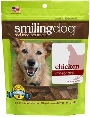 Premios para perros de pollo asado en seco Smiling Dog, bolsa de 3 oz