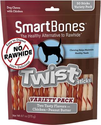 Twist Sticks Variety Pack Real Chicken, Bacon & Cheese Flavor Dog Treats, 50 count