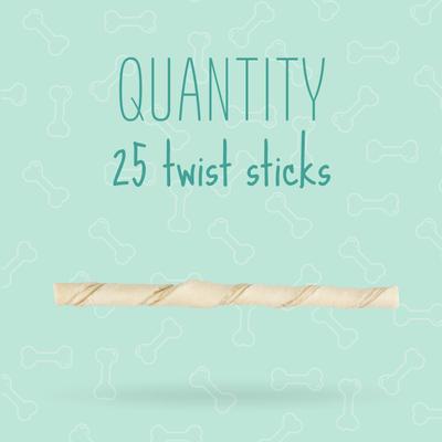 Twist Sticks Fresh Breath Spearmint Flavor Highly Digestible Rawhide Dental Dog Treat Chew, 25 count