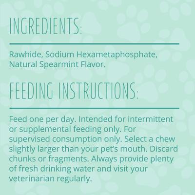 Twist Sticks Fresh Breath Spearmint Flavor Highly Digestible Rawhide Dental Dog Treat Chew, 25 count