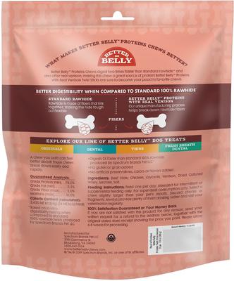 Proteins Twist Sticks with Real Venison Highly Digestible Rawhide Dog Treat Chew, 25 count