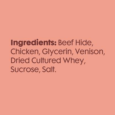 Proteins Twist Sticks with Real Venison Highly Digestible Rawhide Dog Treat Chew, 25 count