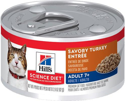 Senior Adult 7+ Savory Turkey Entree Wet Cat Food, 2.9-oz can, case of 24